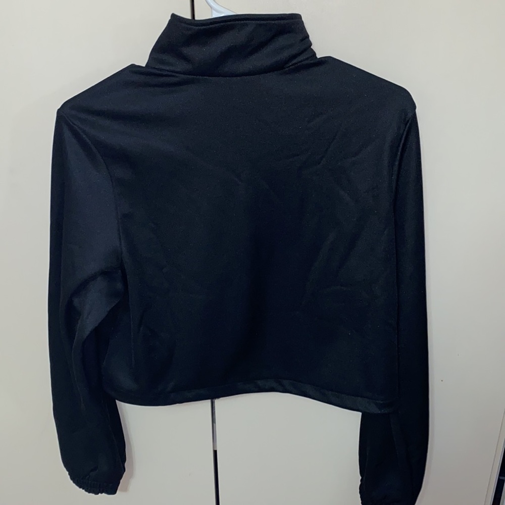 Adidas Black Cropped Track Jacket with Half-Zip - Picture 7 of 7